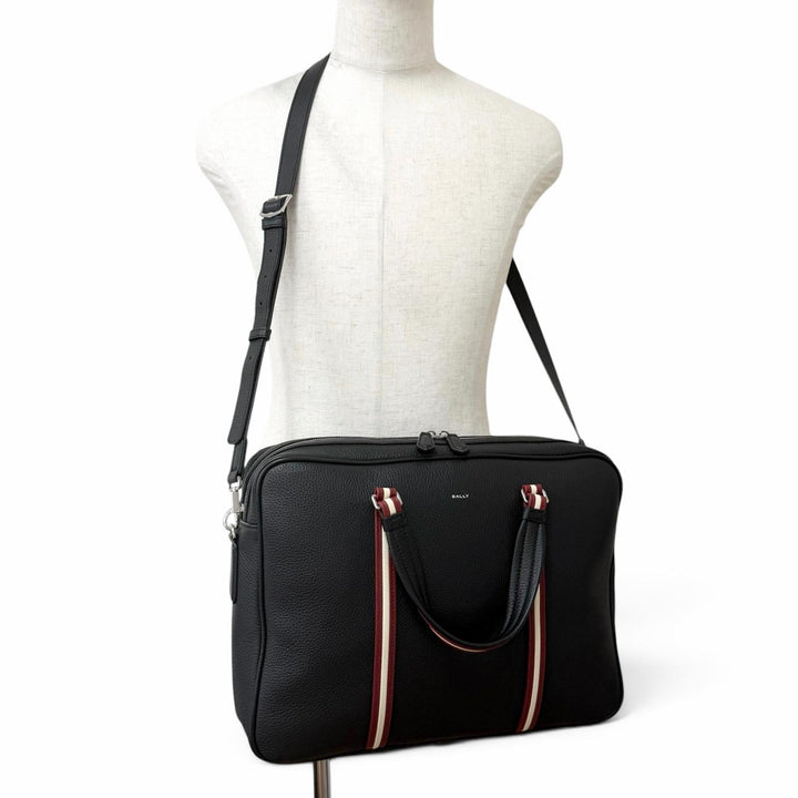 Excellent BALLY Briefcase Trainspotting 2WAY Shoulder Bag black leather mens