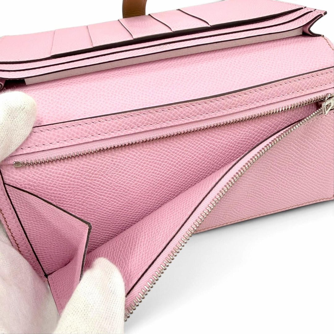 Excellent HERMES Purse Bearnsfre Verso Epsom Leather Women
