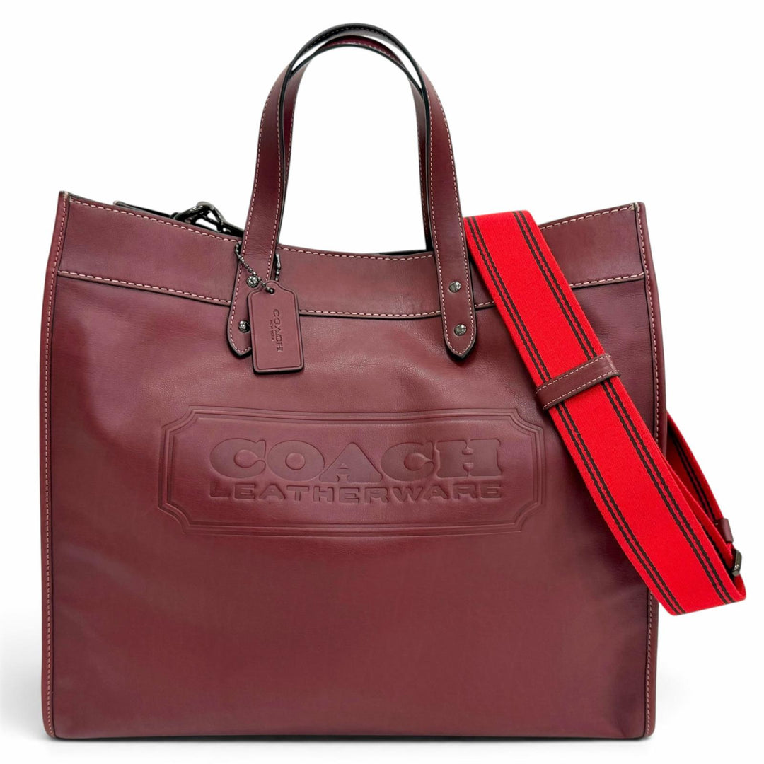 Excellent COACH Field Tote 40 with Coach Badge 2-Way Tote Bag/Shoulder Bag CC097