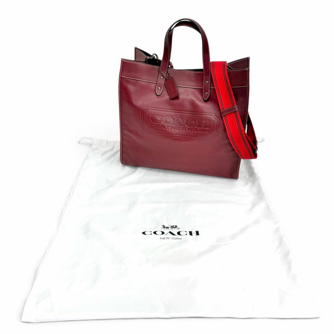 Excellent COACH Field Tote 40 with Coach Badge 2-Way Tote Bag/Shoulder Bag CC097