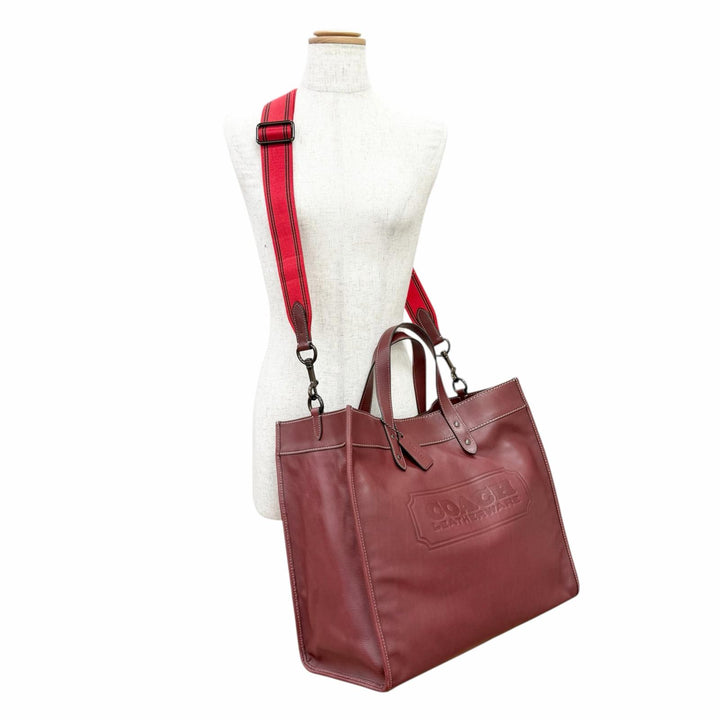 Excellent COACH Field Tote 40 with Coach Badge 2-Way Tote Bag/Shoulder Bag CC097