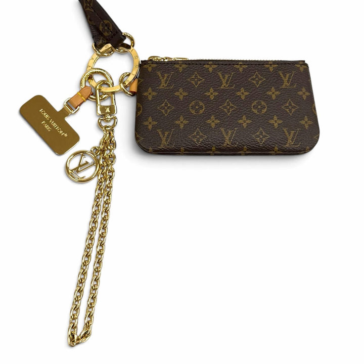 Excellent LOUIS VUITTON Phone Holder LV logo Monogram canvas M26898