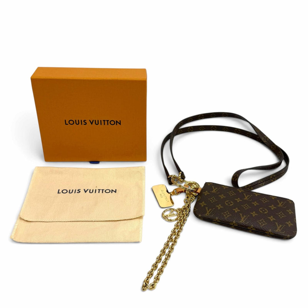 Excellent LOUIS VUITTON Phone Holder LV logo Monogram canvas M26898