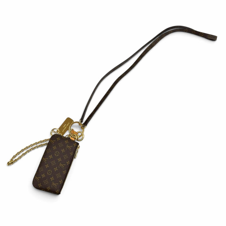 Excellent LOUIS VUITTON Phone Holder LV logo Monogram canvas M26898