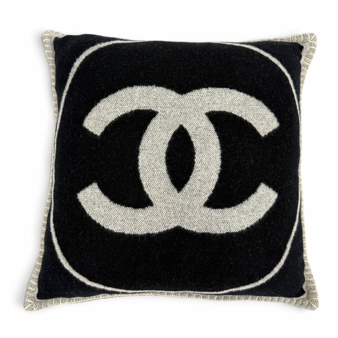 Excellent CHANEL cushion COCO Mark black wool Women 18V