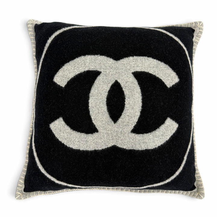 Excellent CHANEL cushion COCO Mark black wool Women 18V