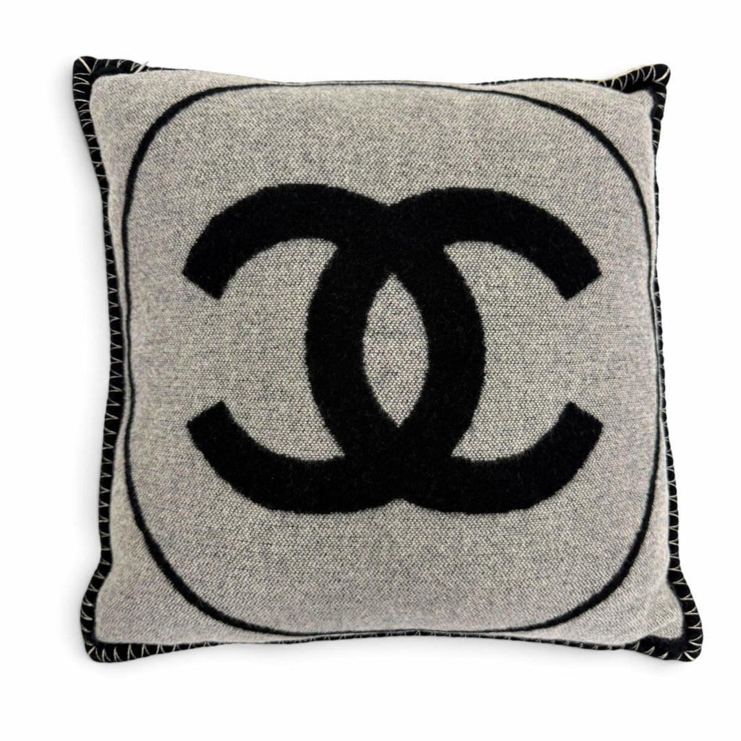 Excellent CHANEL cushion COCO Mark black wool Women 18V