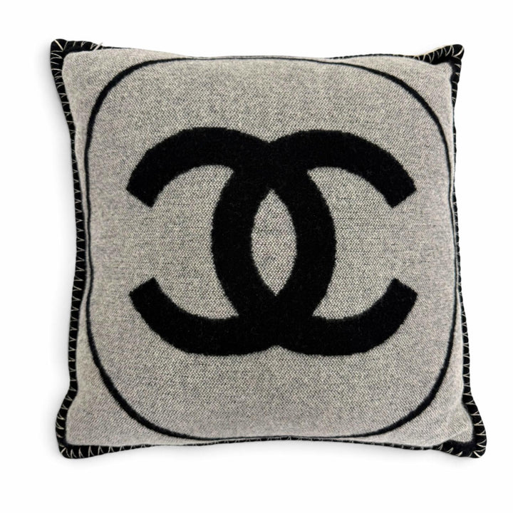 Excellent CHANEL cushion COCO Mark black wool Women 18V
