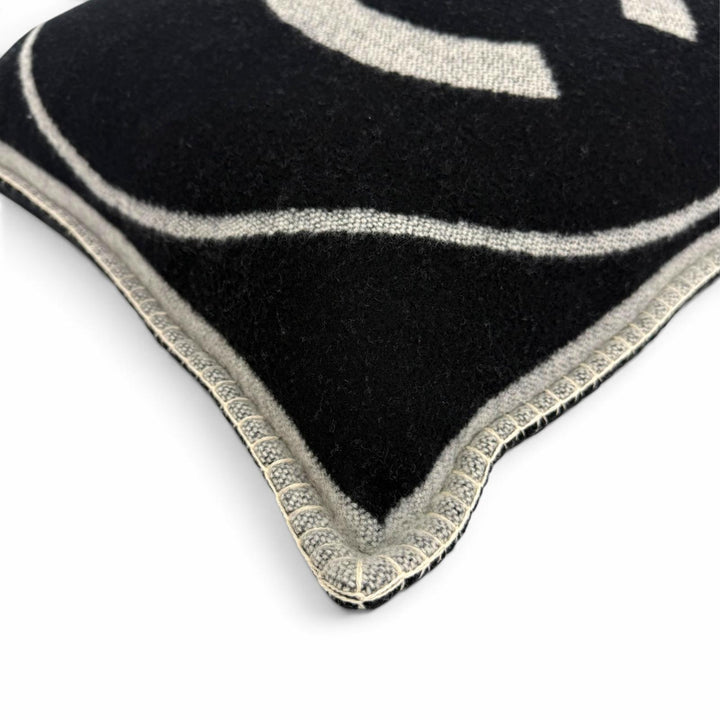 Excellent CHANEL cushion COCO Mark black wool Women 18V