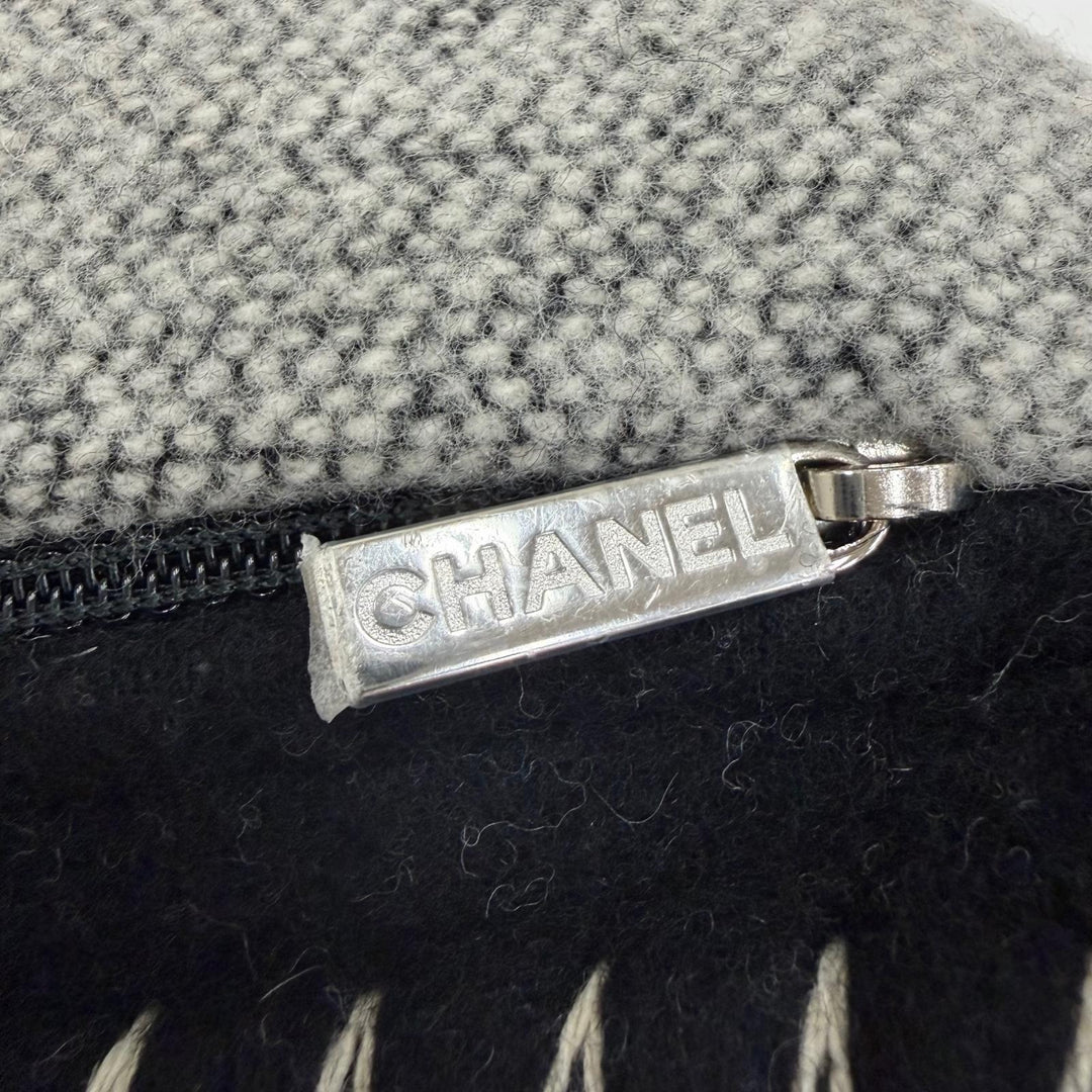 Excellent CHANEL cushion COCO Mark black wool Women 18V