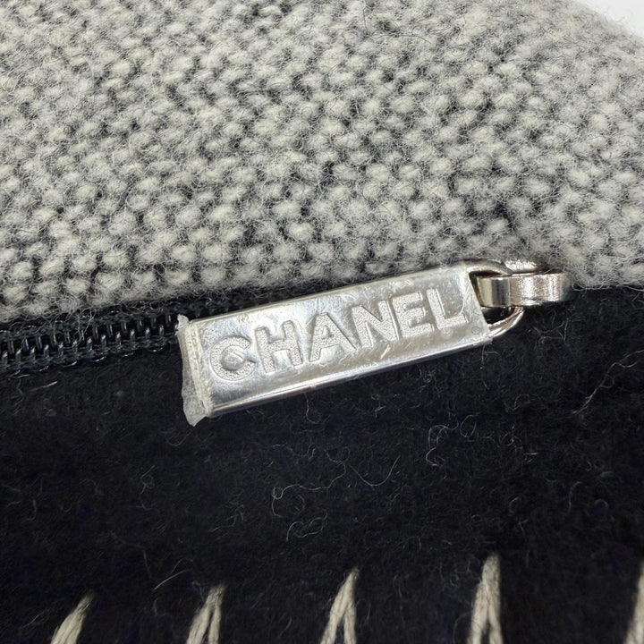 Excellent CHANEL cushion COCO Mark black wool Women 18V