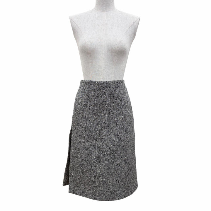 Pristine GUCCI Tight Skirt Side-slit tweed skirt black cotton Women 40 846316