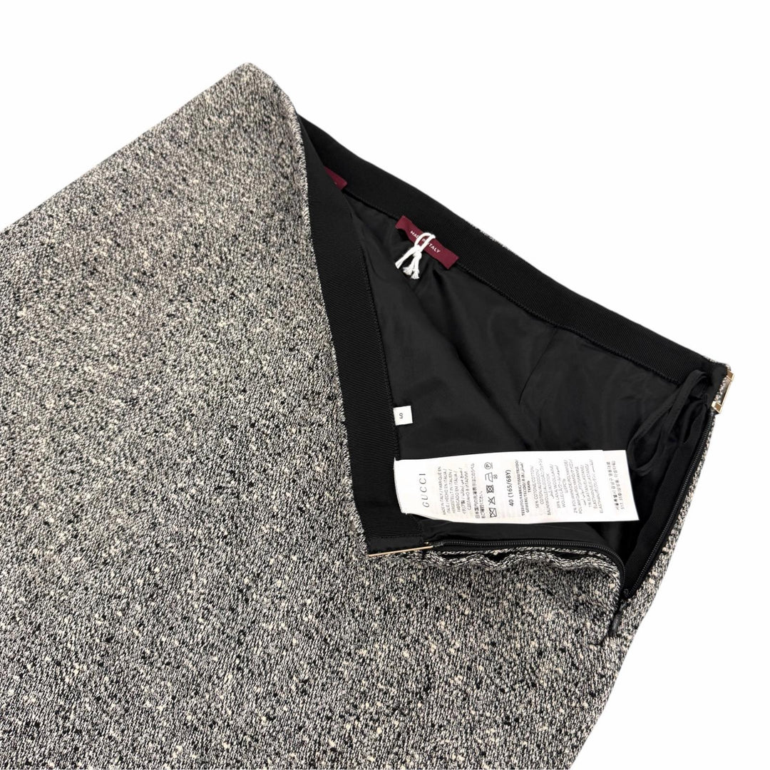 Pristine GUCCI Tight Skirt Side-slit tweed skirt black cotton Women 40 846316