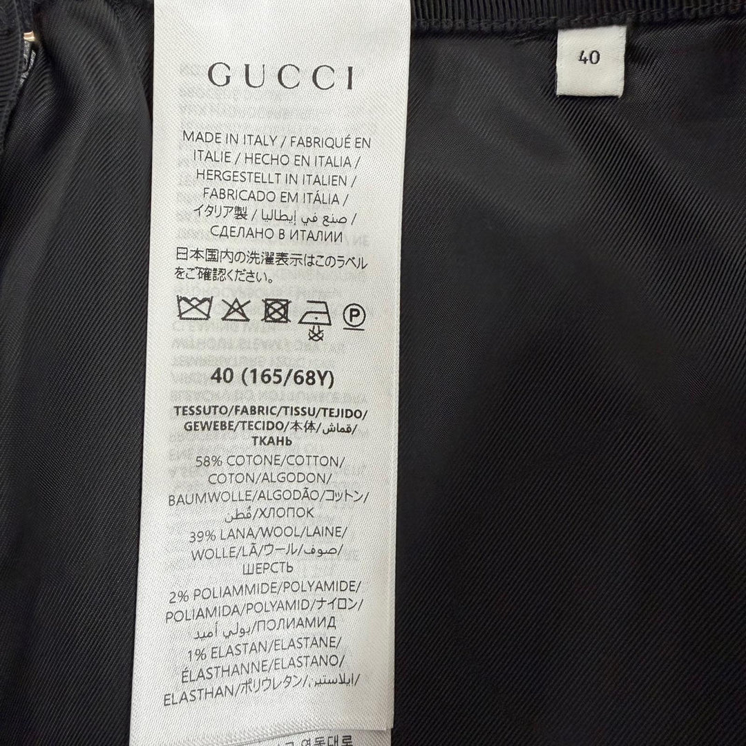 Pristine GUCCI Tight Skirt Side-slit tweed skirt black cotton Women 40 846316