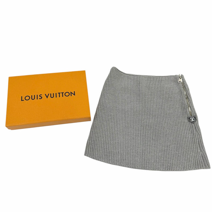Pristine LOUIS VUITTON Mini skirt LV Circle Logo Knit gray wool Women XS