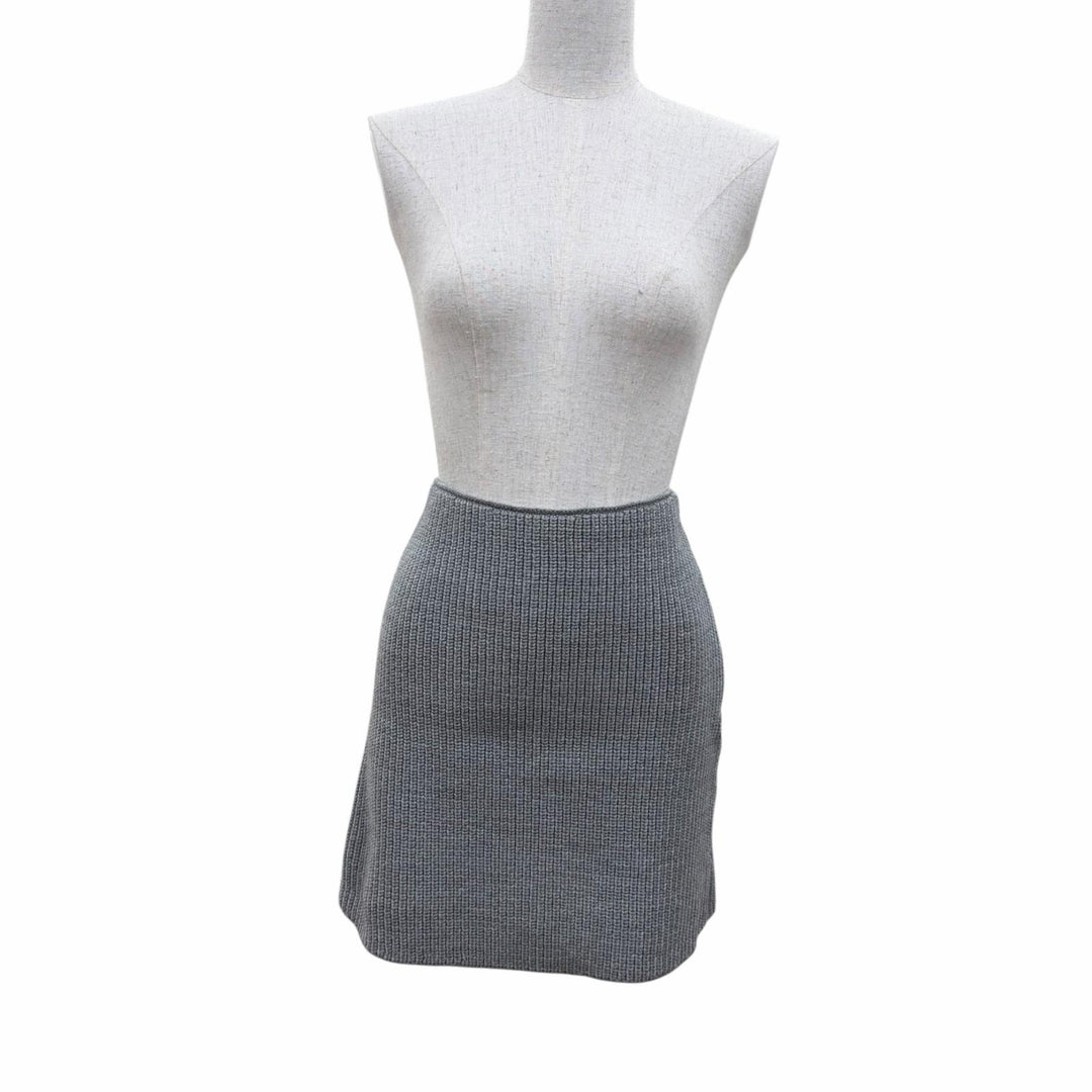 Pristine LOUIS VUITTON Mini skirt LV Circle Logo Knit gray wool Women XS