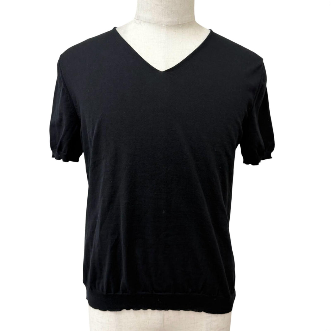Pristine Maison Margiela 10 knit V-neck Puff sleeves black cotton mens