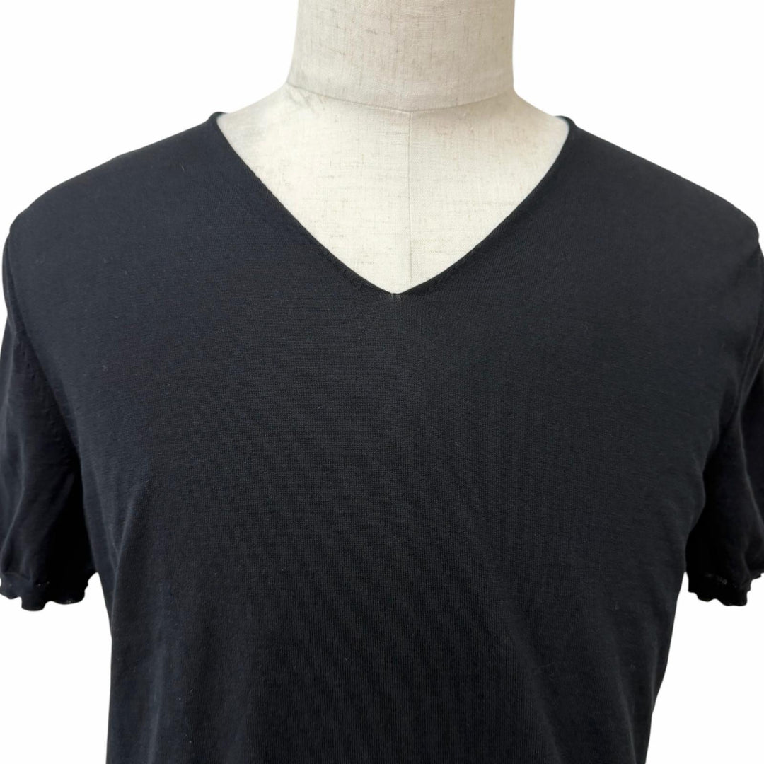 Pristine Maison Margiela 10 knit V-neck Puff sleeves black cotton mens
