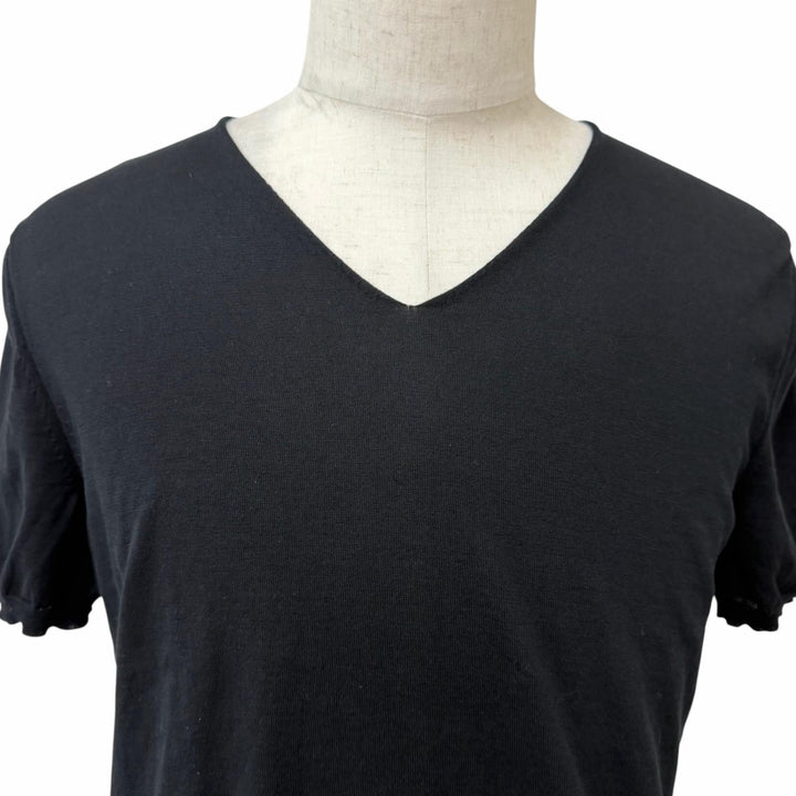 Pristine Maison Margiela 10 knit V-neck Puff sleeves black cotton mens