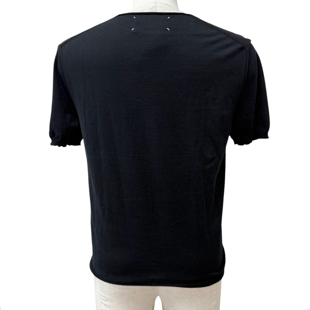 Pristine Maison Margiela 10 knit V-neck Puff sleeves black cotton mens
