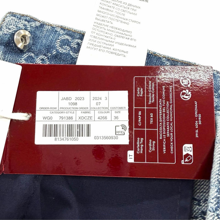 Pristine GUCCI skirt GG Jacquard Box Pleated Denim Indigo cotton Women 36 791386