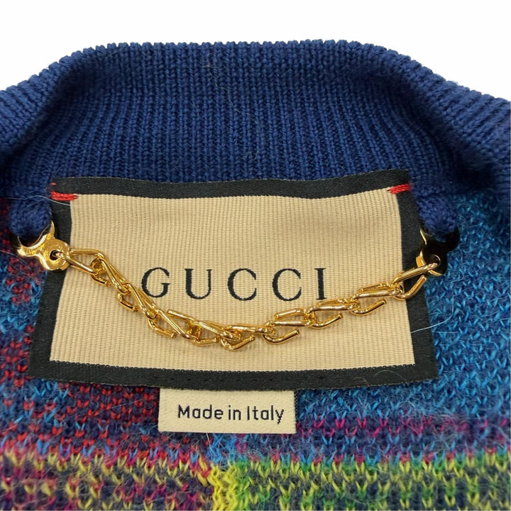 Excellent GUCCI cardigan multicolor wool mens M 725685