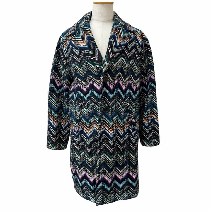 Excellent Missoni Chester coat Chevron stripes Blue-based multi-color wool
