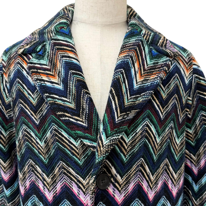 Excellent Missoni Chester coat Chevron stripes Blue-based multi-color wool