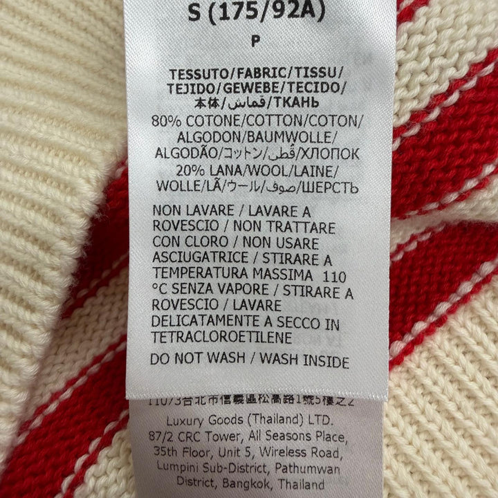 Pristine GUCCI sweater Back logo border pattern Ivory cotton mens S 740585
