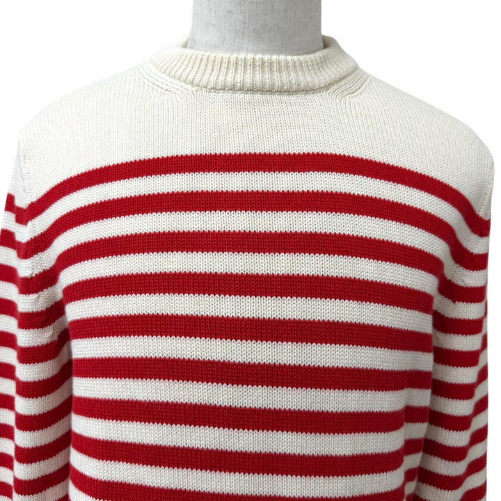 Pristine GUCCI sweater Back logo border pattern Ivory cotton mens S 740585