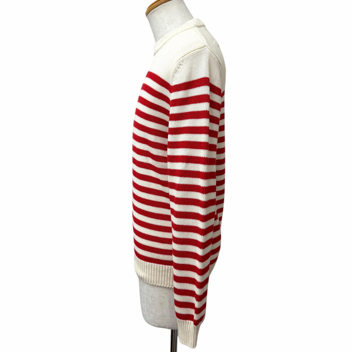 Pristine GUCCI sweater Back logo border pattern Ivory cotton mens S 740585