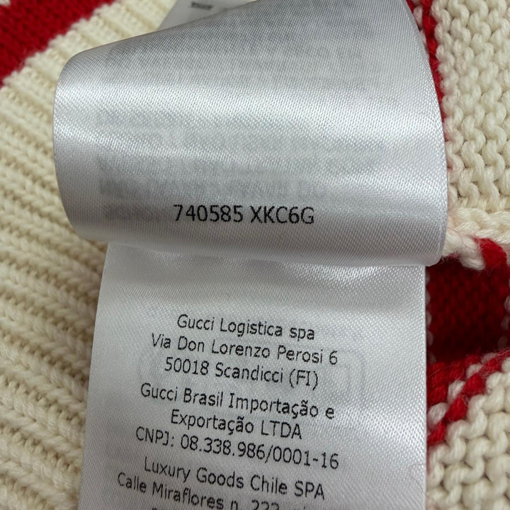 Pristine GUCCI sweater Back logo border pattern Ivory cotton mens S 740585