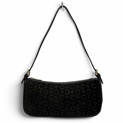Excellent CELINE Accessory pouch Macadam leather accents, suede leather black