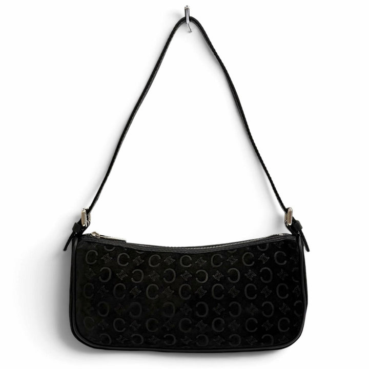 Excellent CELINE Accessory pouch Macadam leather accents, suede leather black