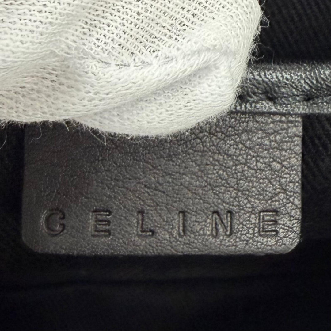 Excellent CELINE Accessory pouch Macadam leather accents, suede leather black
