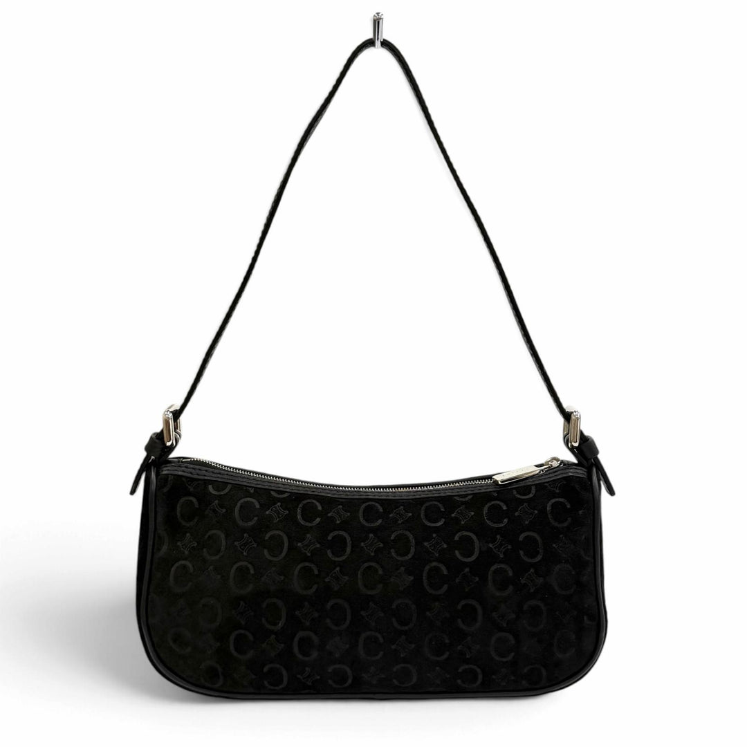 Excellent CELINE Accessory pouch Macadam leather accents, suede leather black