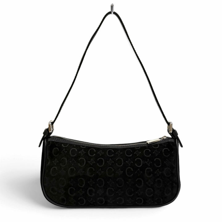 Excellent CELINE Accessory pouch Macadam leather accents, suede leather black