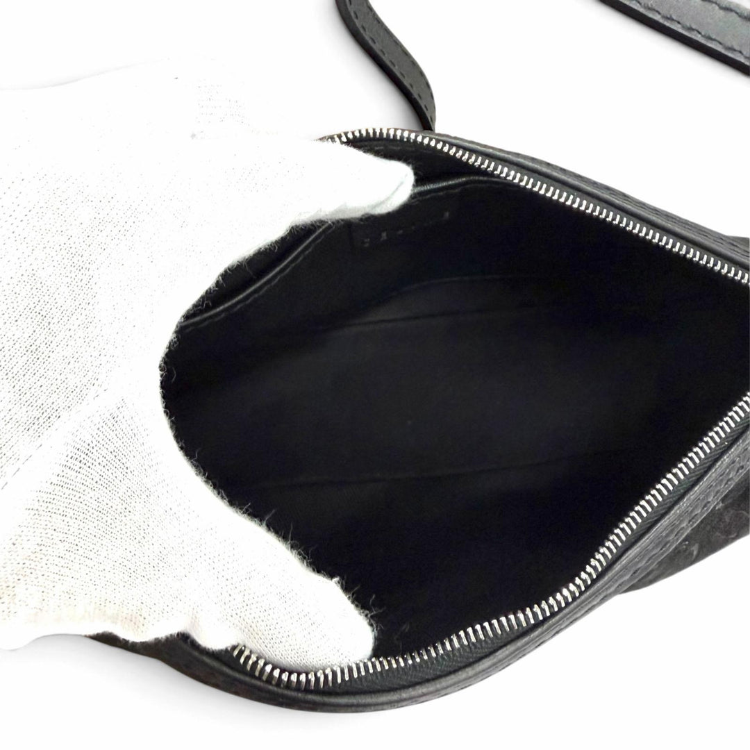 Excellent CELINE Accessory pouch Macadam leather accents, suede leather black