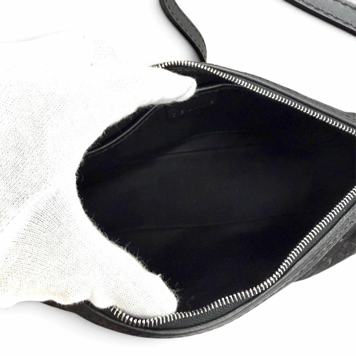 Excellent CELINE Accessory pouch Macadam leather accents, suede leather black