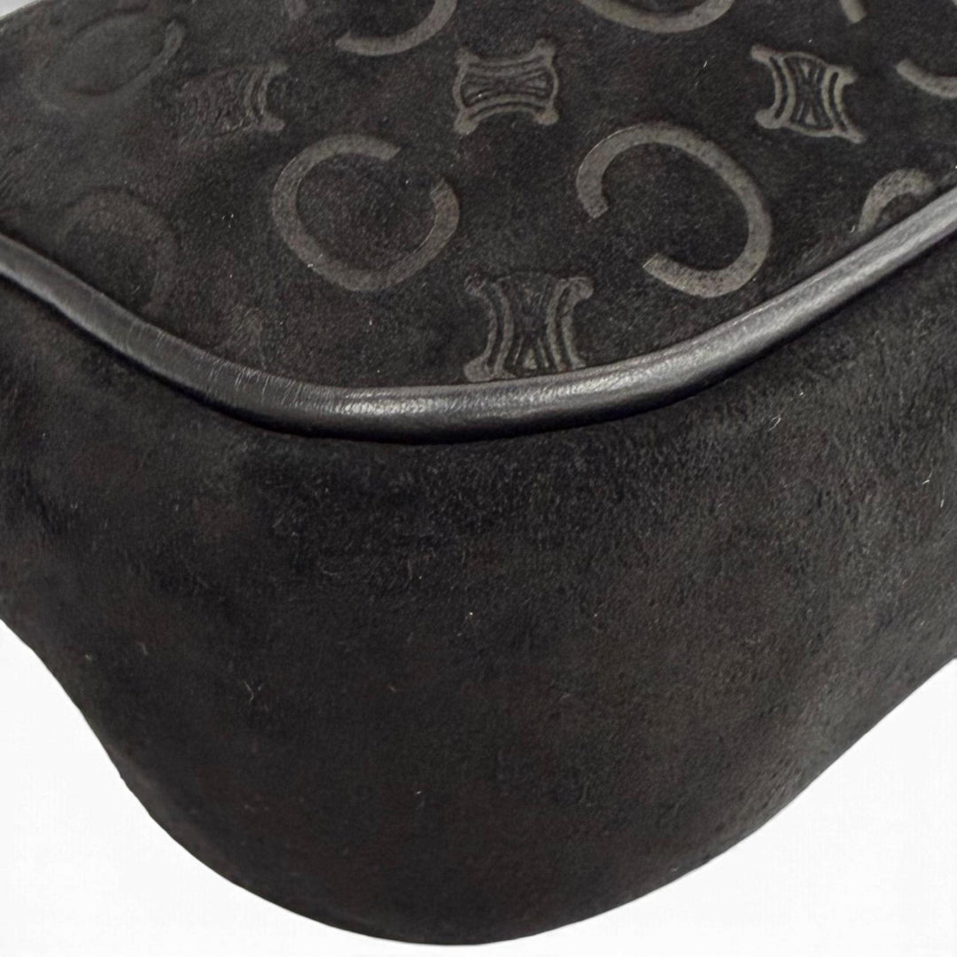 Excellent CELINE Accessory pouch Macadam leather accents, suede leather black