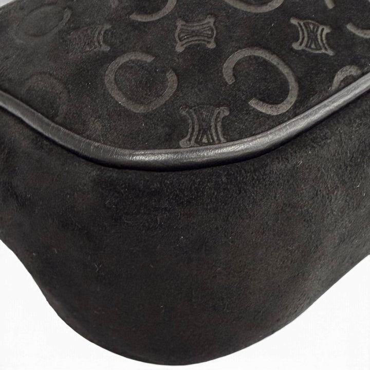Excellent CELINE Accessory pouch Macadam leather accents, suede leather black