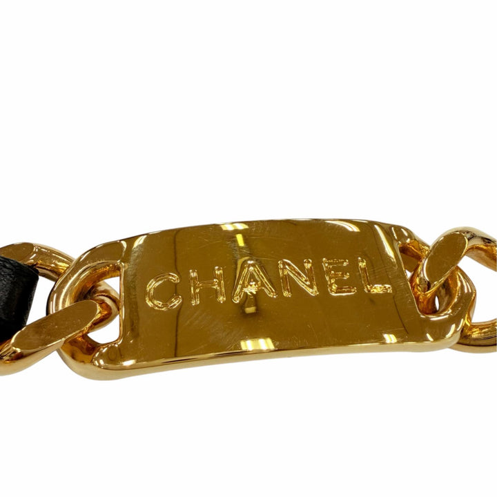 Pristine CHANEL belt Logo COCO Mark coin leather chain gold metal Women