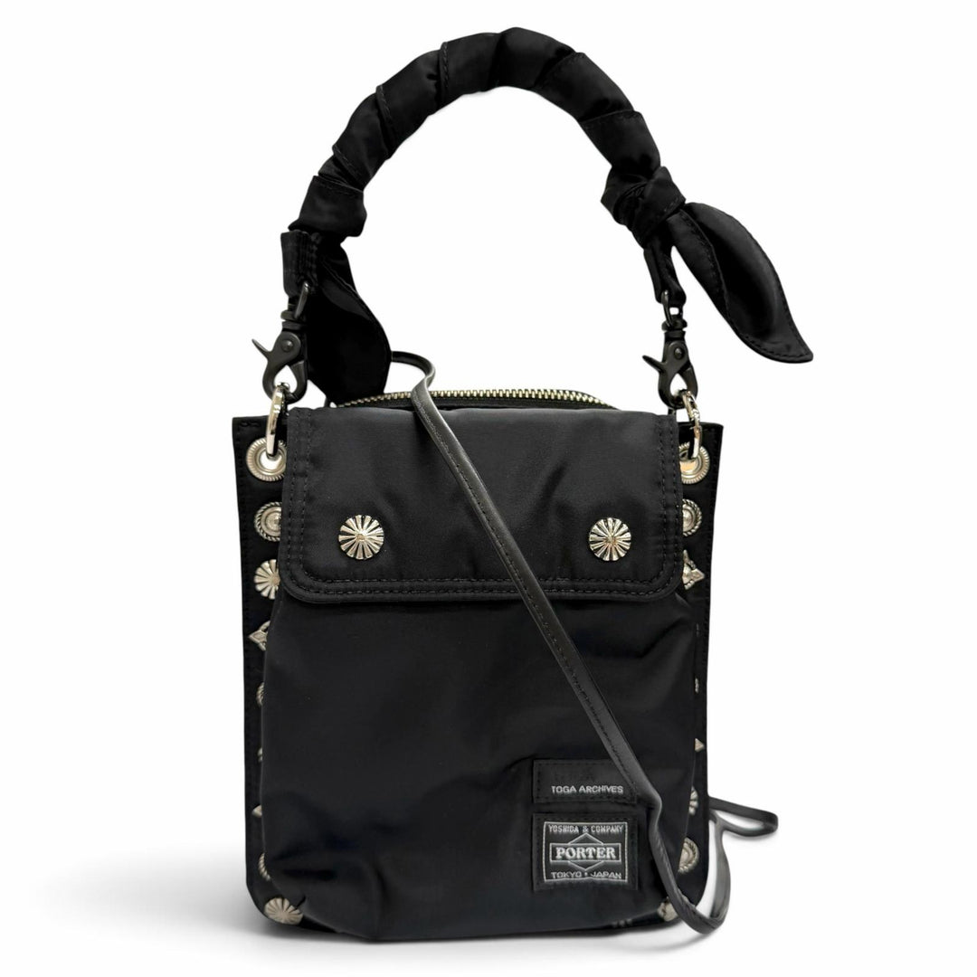 Excellent TOGA PORTER Shoulder Bag Collaboration Studded Nylon 2-Way Handbag