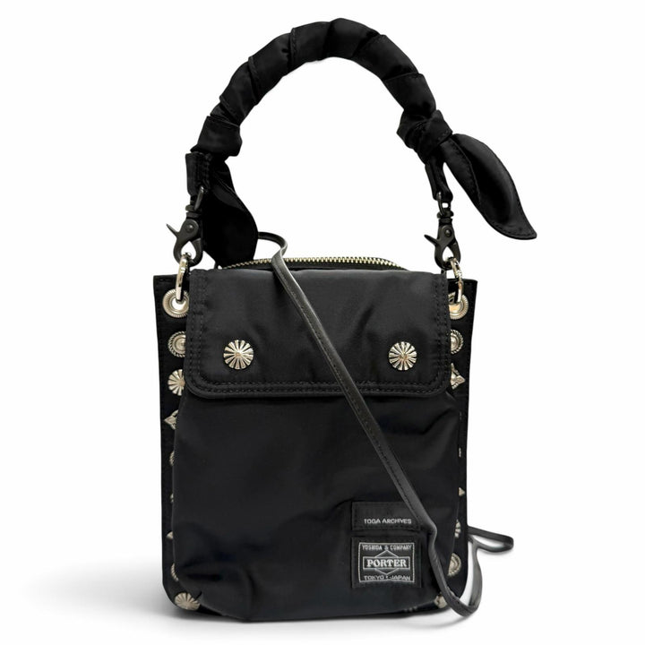 Excellent TOGA PORTER Shoulder Bag Collaboration Studded Nylon 2-Way Handbag