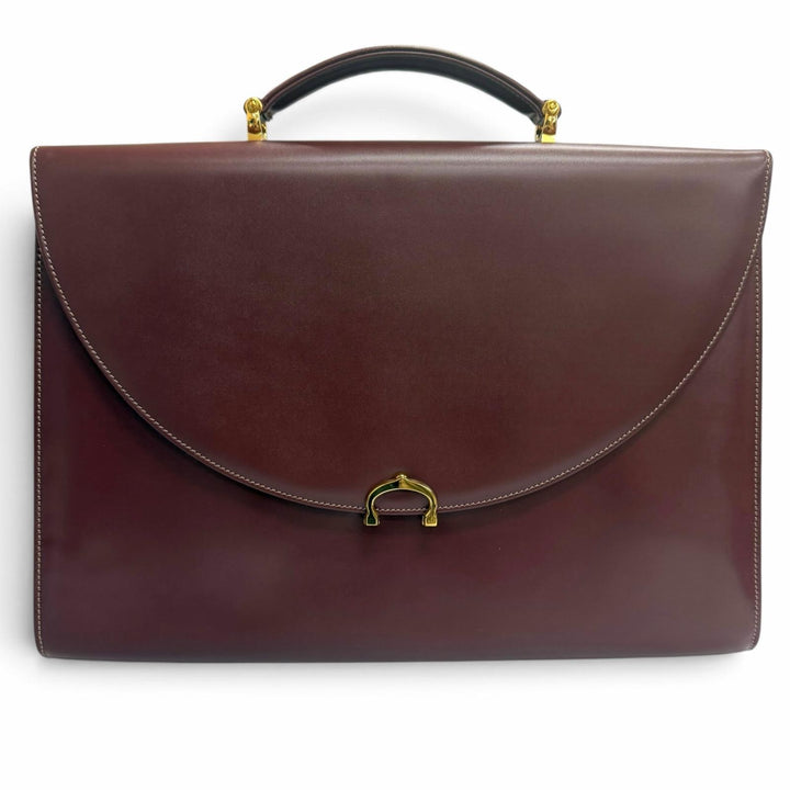 Excellent Cartier Briefcase Must de Cartier business bag Bordeaux leather mens