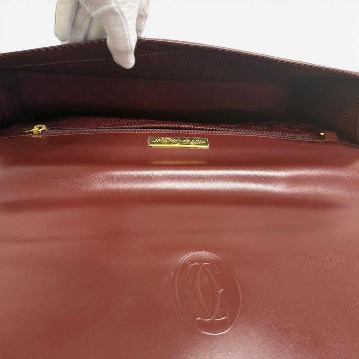 Excellent Cartier Briefcase Must de Cartier business bag Bordeaux leather mens