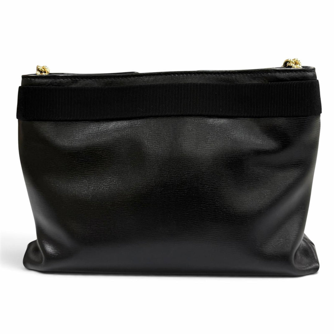 Excellent Salvatore Ferragamo Shoulder Bag Vala Ribbon Leather black leather
