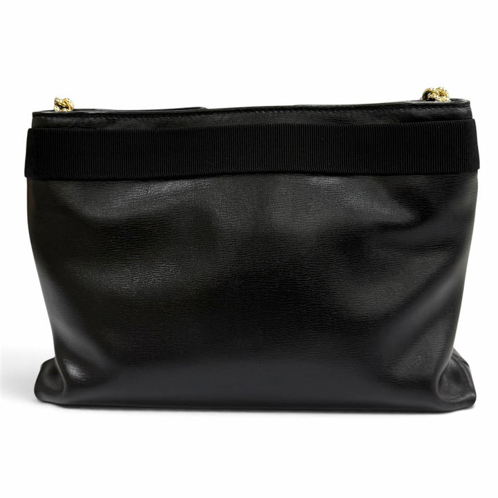Excellent Salvatore Ferragamo Shoulder Bag Vala Ribbon Leather black leather
