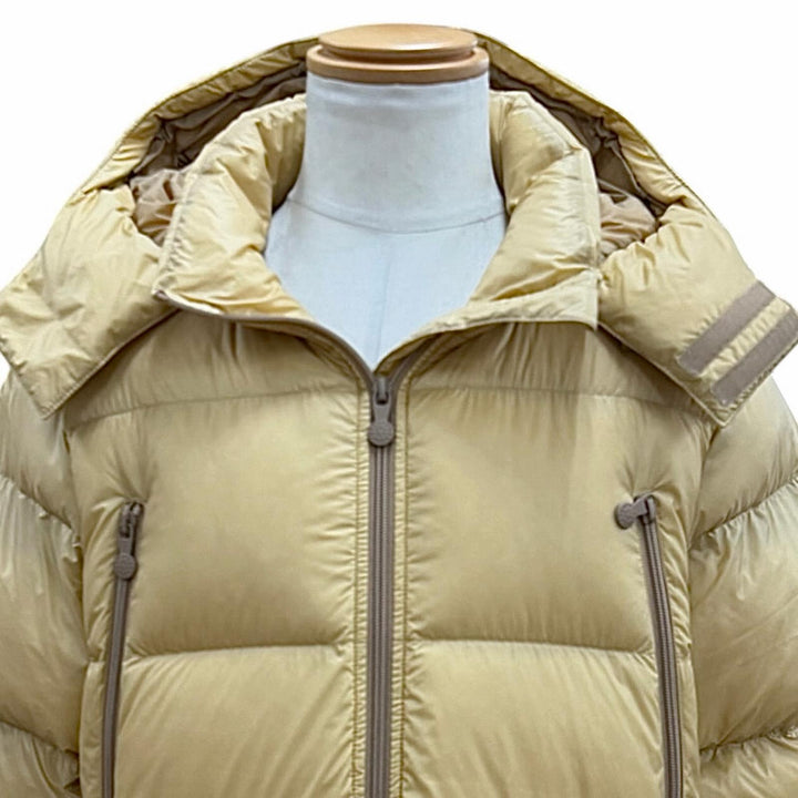 Excellent Pyrenex down coat POSETS Double zip-up with logo patch Yellow beige XL
