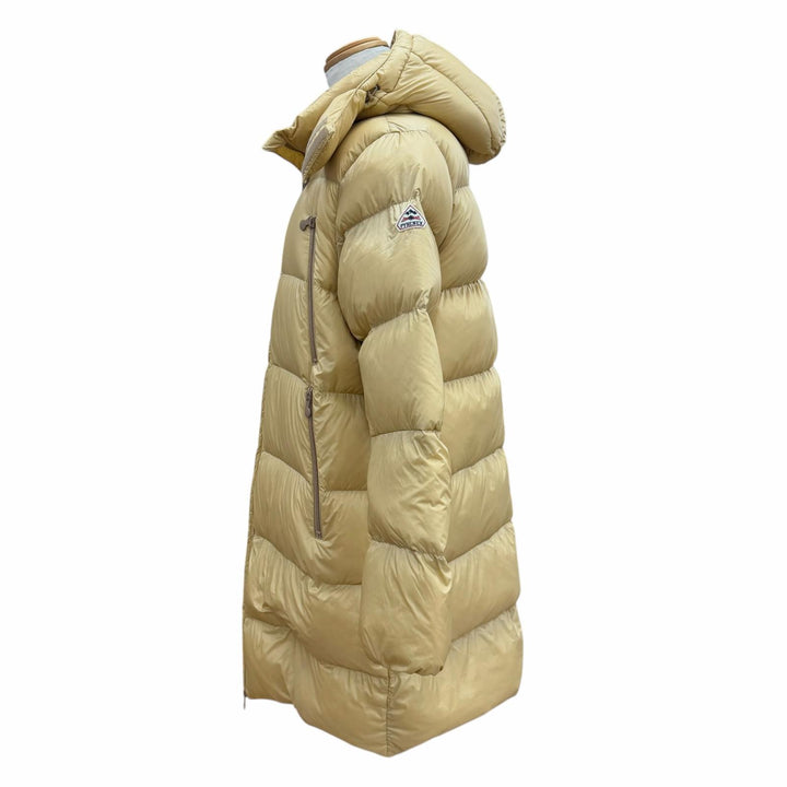 Excellent Pyrenex down coat POSETS Double zip-up with logo patch Yellow beige XL